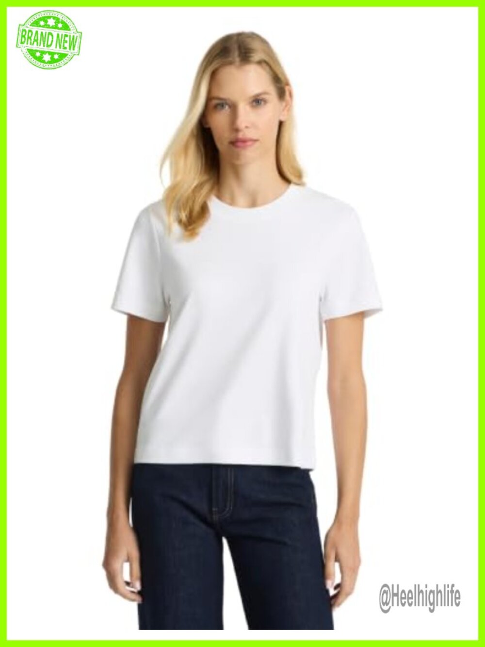 Supima Cotton Boxy Crop T-Shirt Relaxed Fit Crew Neck Short Sleeve Tee